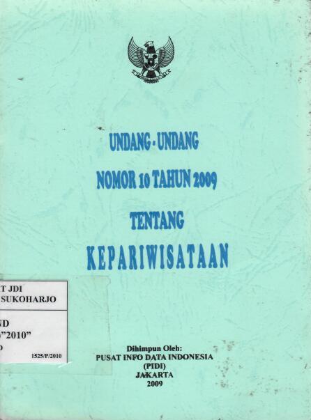 Undang-undang Nomor 10 Tahun 2009 tentang Kepariwisataan