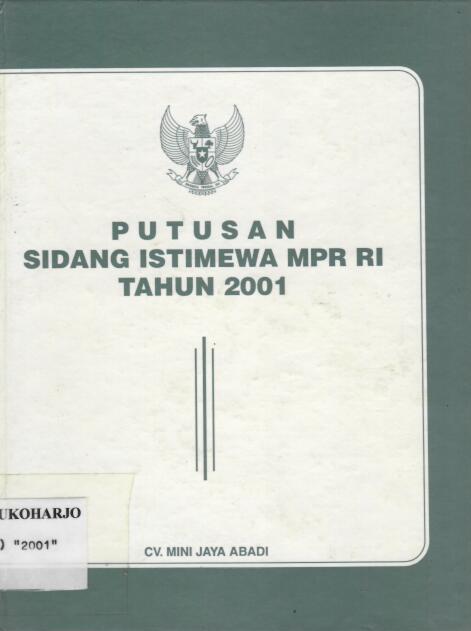 Putusan Sidang Istimewa MPR RI Tahun 2001
