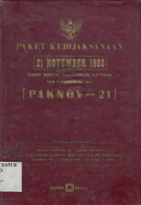 Paket Kebijakan  21 November 1988 Bidang Industri Perdagangan, Pertanian, dan Perhubungan Laut