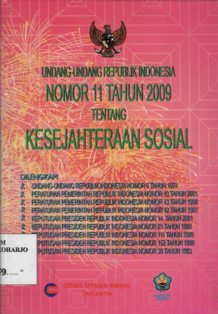 Undang-Undang RI Nomor 11 Tahun 2009 tentang Kesejahteraan Sosial