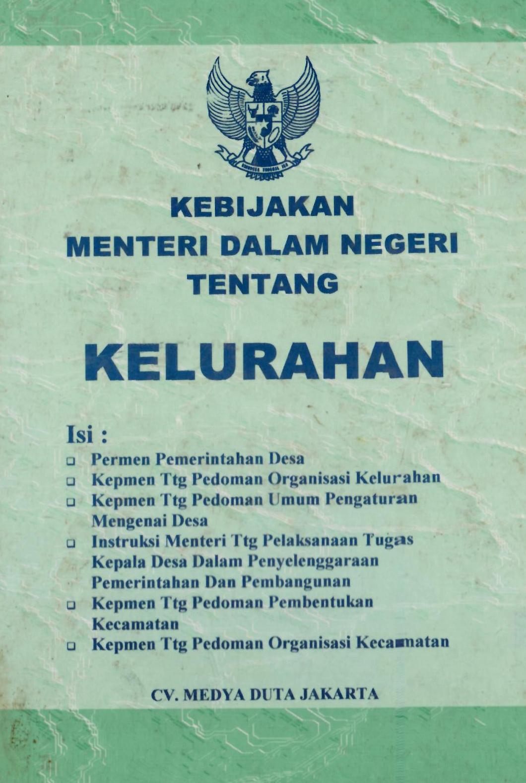 Kebijakan Menteri Dalam Negeri Tentang Kelurahan
