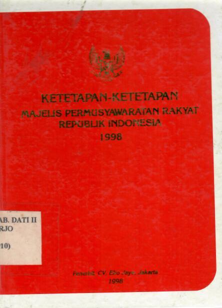 Ketetapan-Ketetapan Majelis Permusyawaratan Rakyat Republik Indonesia 1998