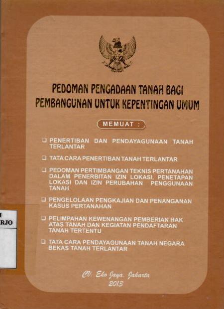 Pedoman  Pengadaan Tanah Bagi Pembangunan Untuk Kepentingan Umum