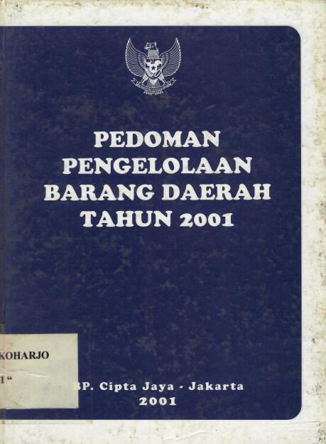 Pedoman Pengelolaan Barang Daerah Tahun 2001