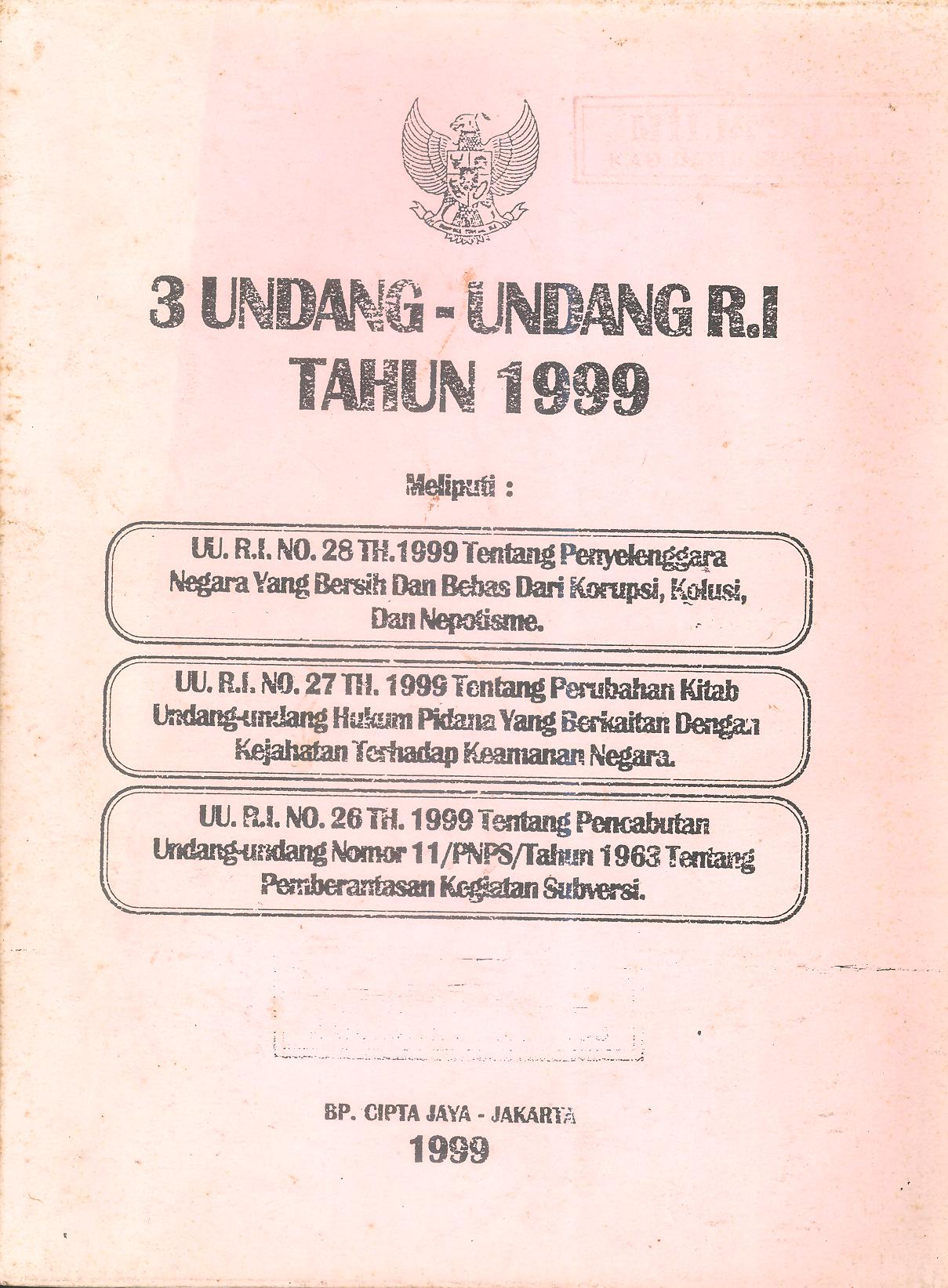 3 UNDANG-UNDANG R.I TAHUN 1999