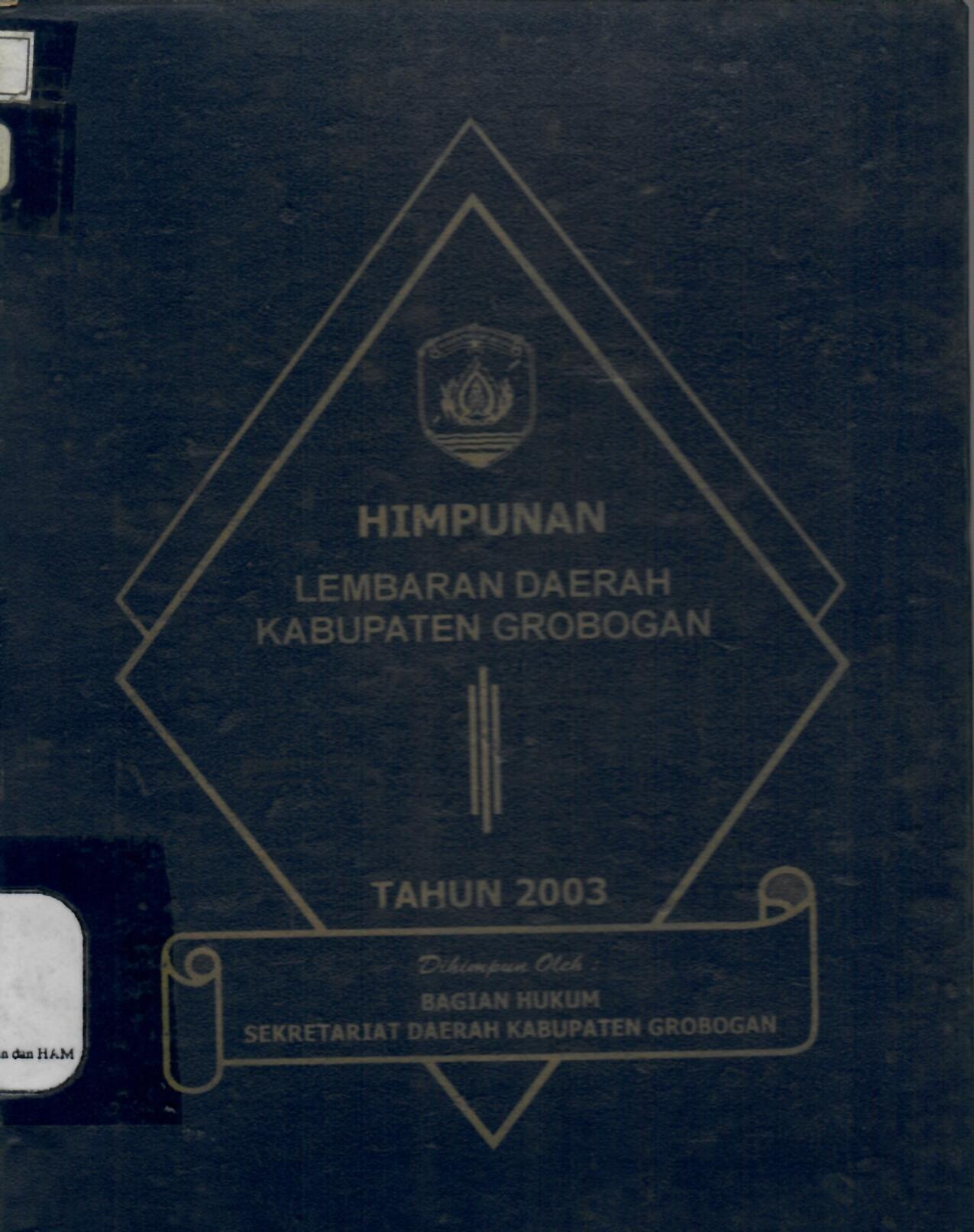 Himpunan Lembaran Daerah Kabupaten Grobogan 2003