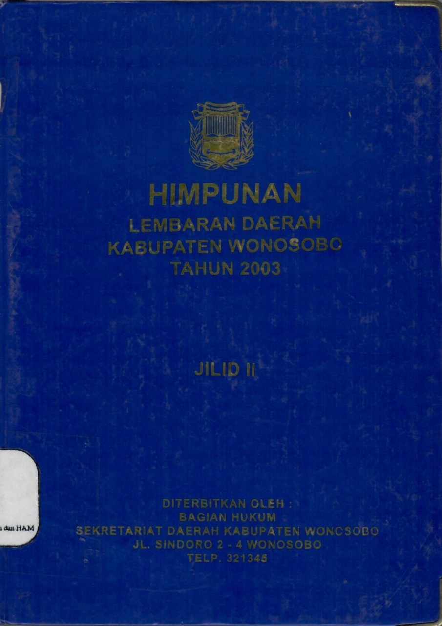 Himpunan Lembaran Daerah Kabupaten Wonosobo Tahun 2003 Jilid II