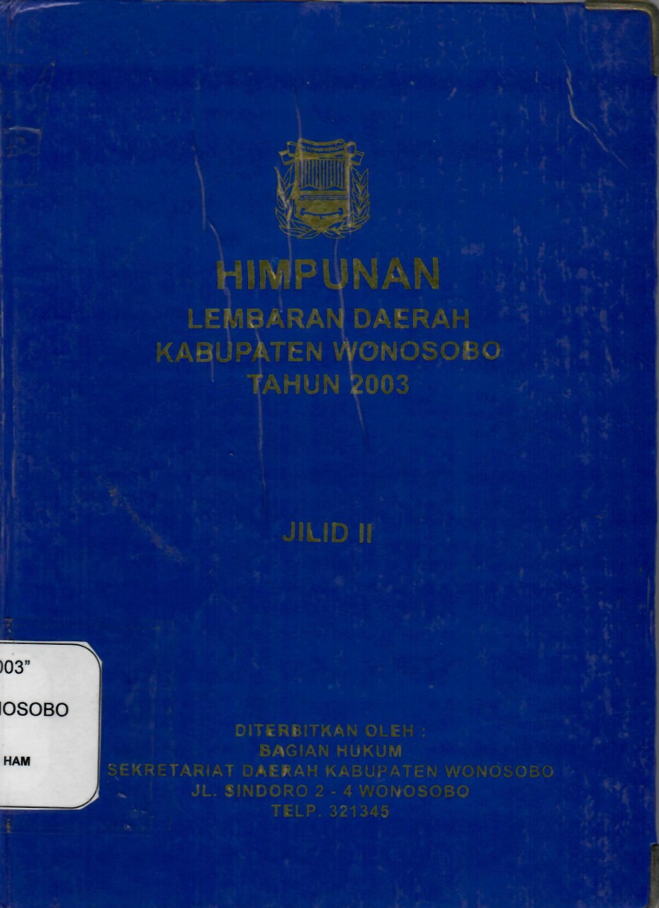 Himpunan Lembaran Daerah Kabupaten Wonosobo Tahun 2003 Jilid II