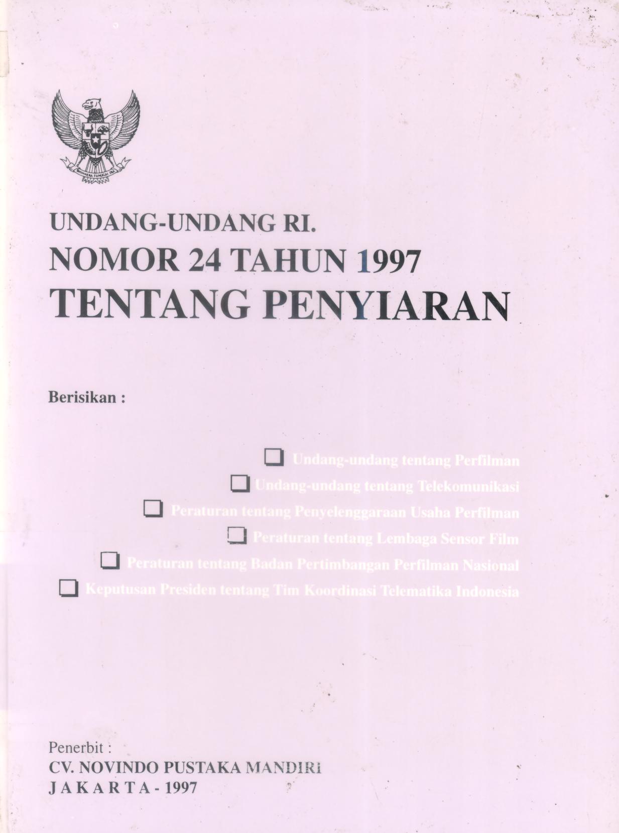 Undang-Undang No.24 Tahun 1997 tentang Penyiaran