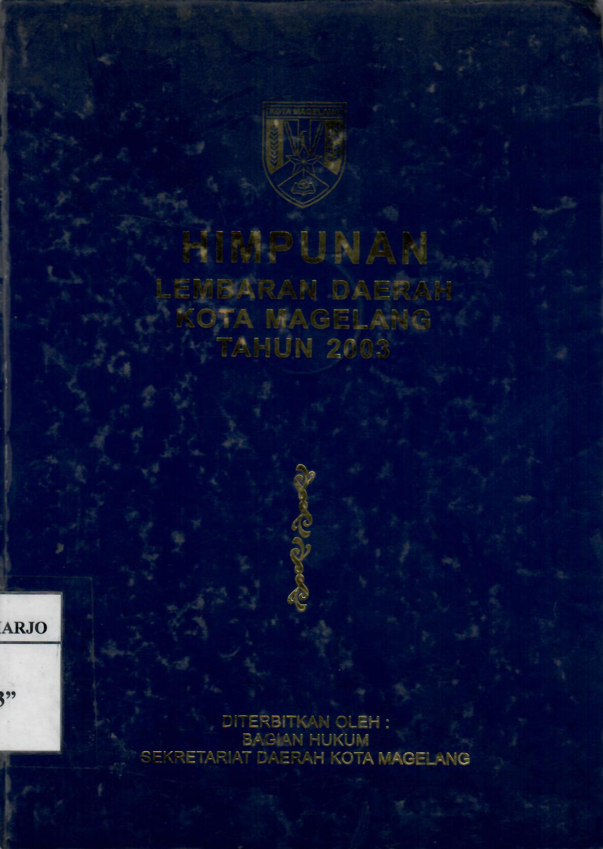 Himpunan Lembaran Daerah Kota Magelang Tahun 2003