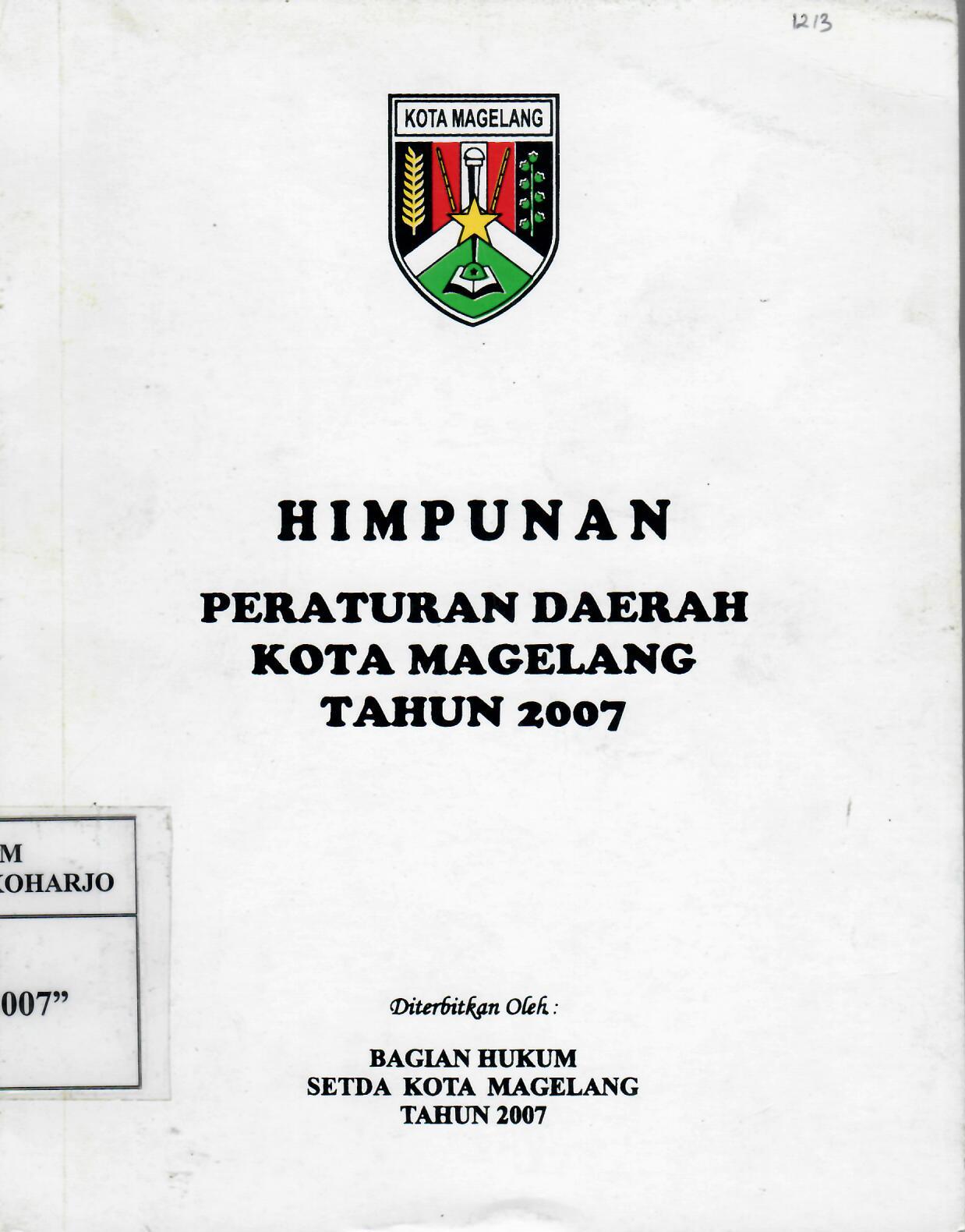 Himpunan Peraturan Daerah Kota Magelang Tahun 2007