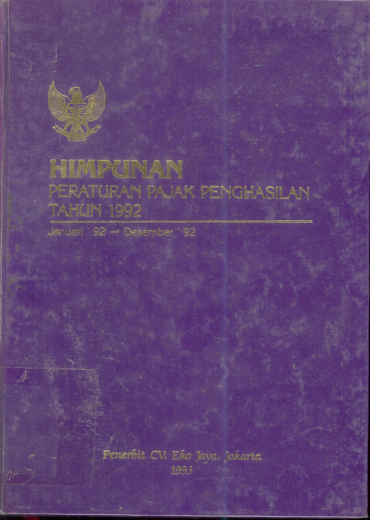 Himpunan Peraturan Pajak Penghasilan Tahun 1992 | Januari 1992 - Desember 1992
