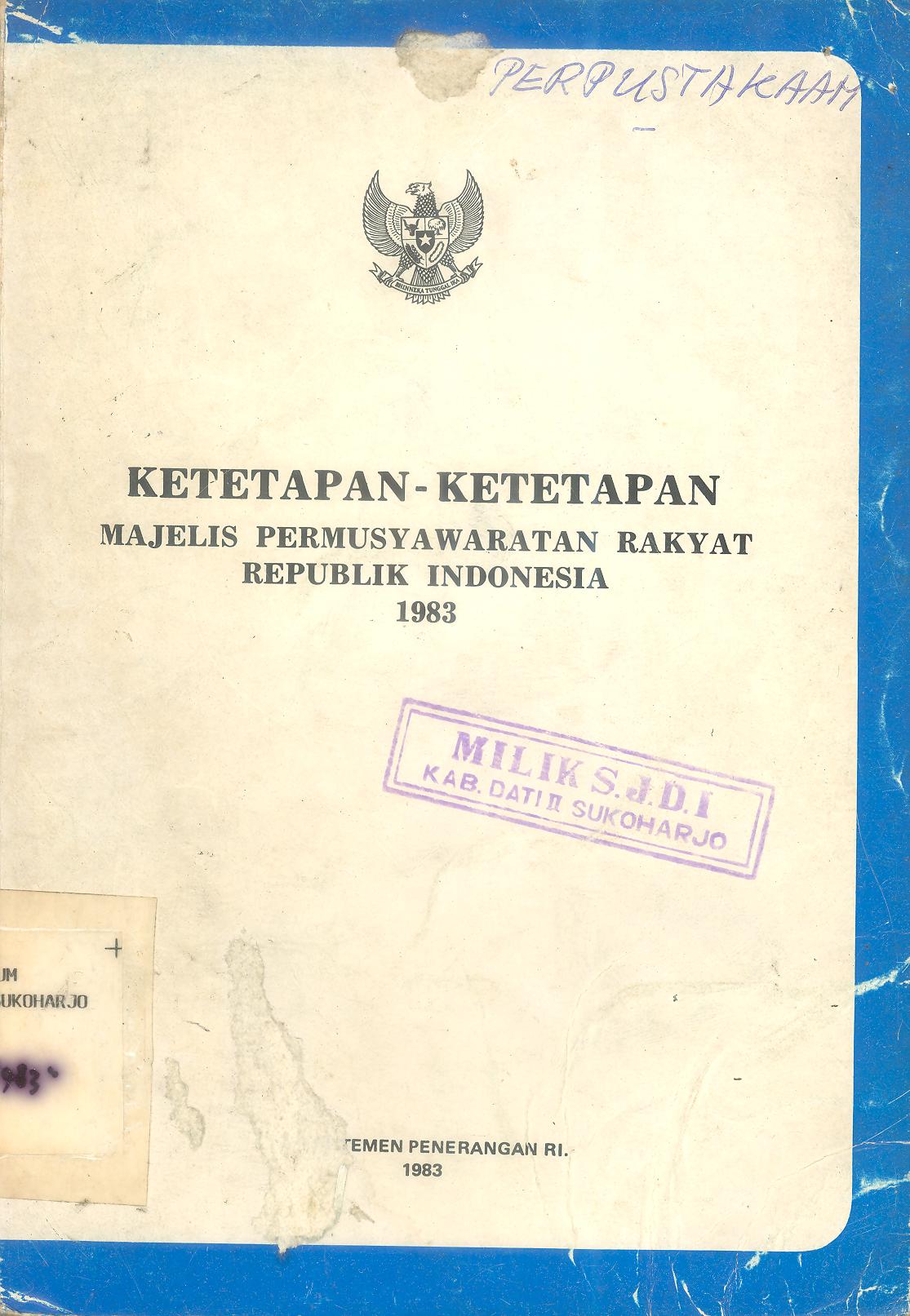 Ketetapan-Ketetapan Majelis Permusyawaratan Rakyat Republik Indonesia 1983