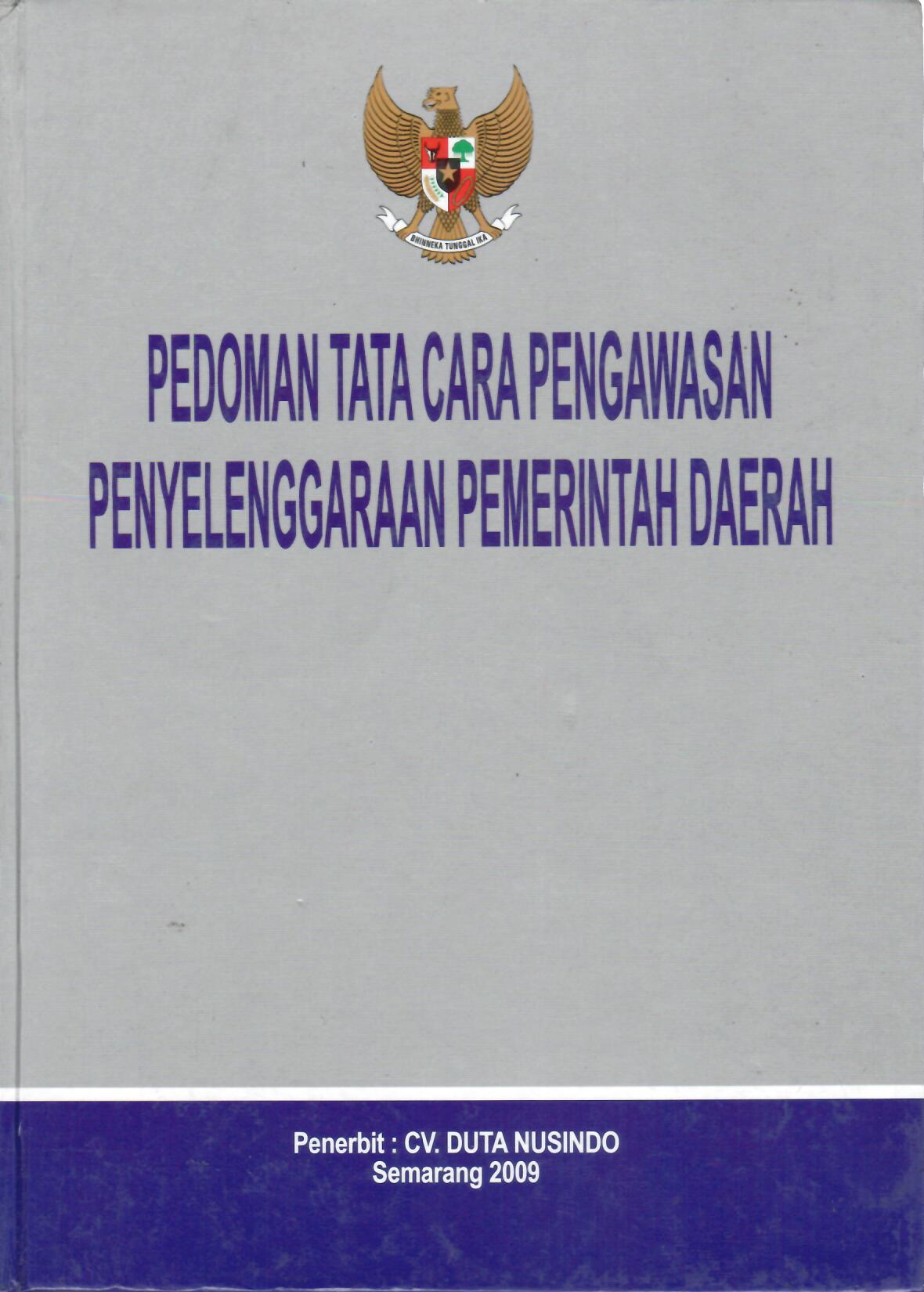 Pedoman Tata Cara Pengawasan Penyelenggaraan Pemerintah Daerah
