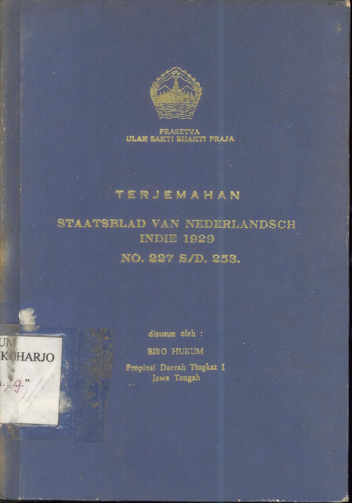 Staatsblad Van Nederlandsch-Indie 1929 Nomor 227-253