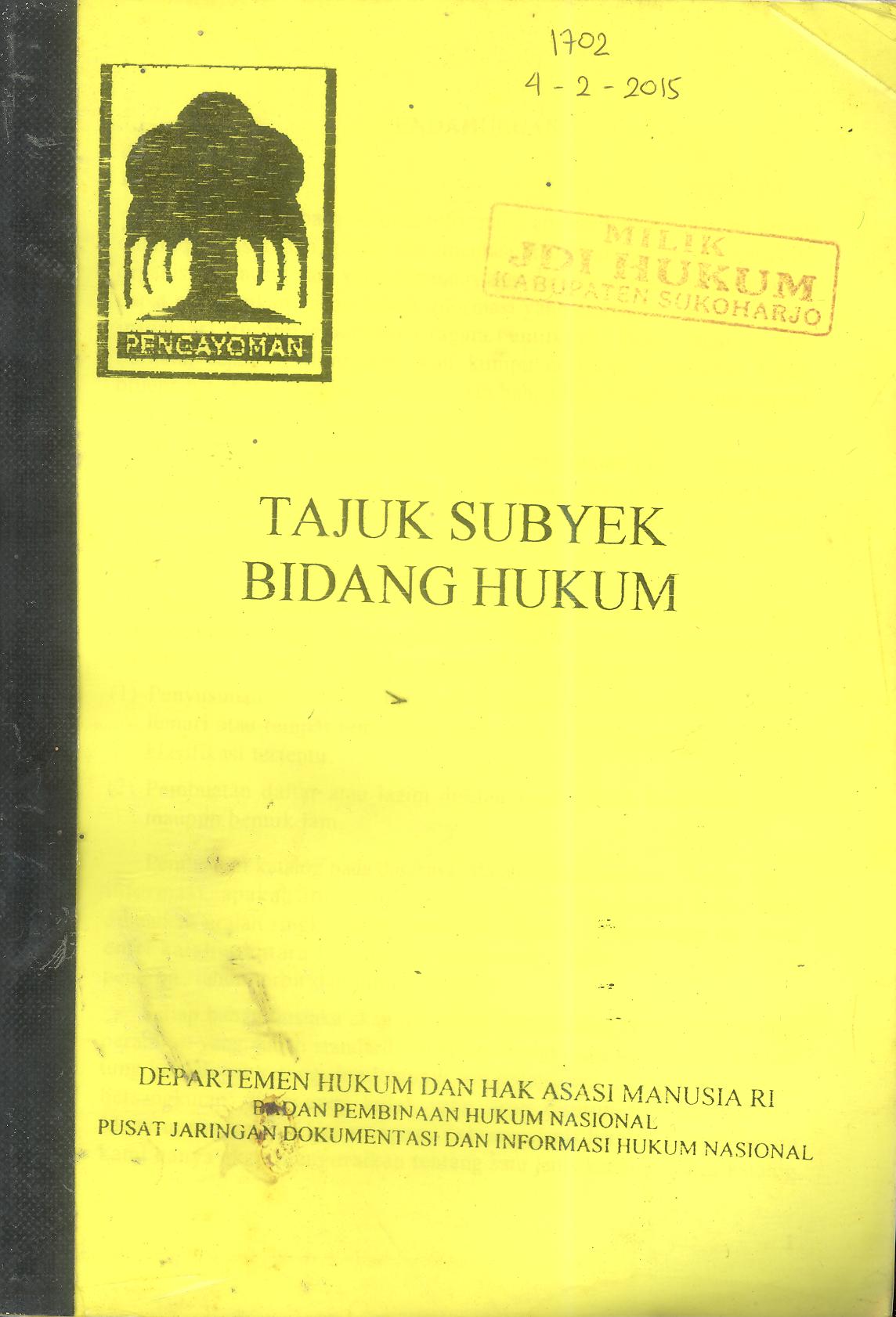 TAJUK SUBYEK BIDANG HUKUM